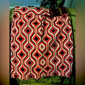 MICHAEL KORS Cotton Skirt With Brown Belt Accent Size 2P